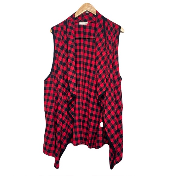 Twenty Second Buffalo Plaid Draped Waterfall Vest Sleeveless Women's 3X - Picture 1 of 4